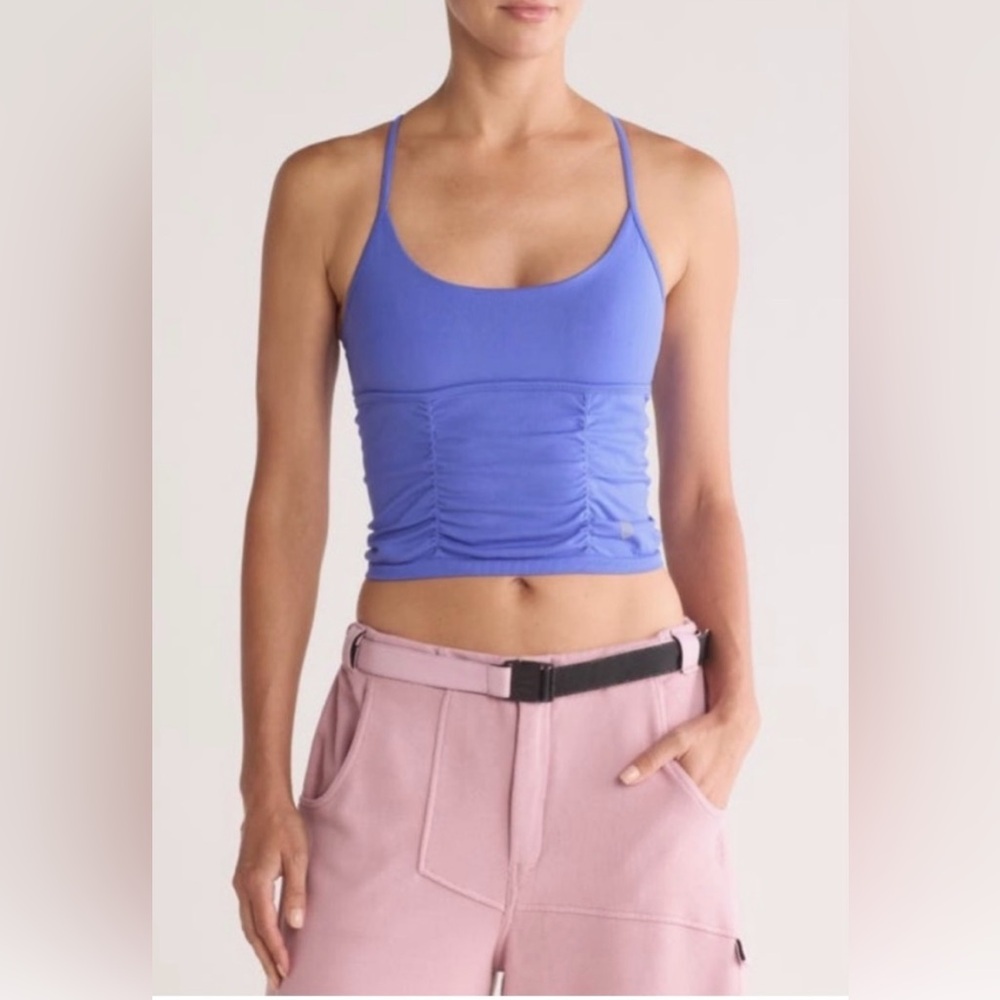 NWT Free People Movement On The Rise Ruched Cami in Electric Cobalt Size XL